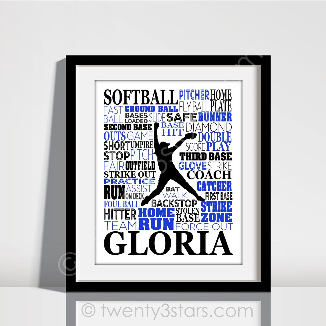 Softball Pitcher Word Art Custom Softball Gift Softball Etsy