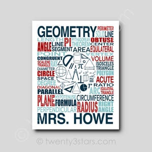 Custom Geometry Teacher Word Art Poster: Math Gift