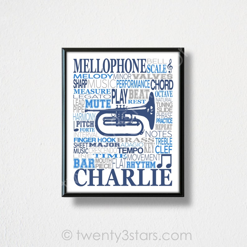 Mellophone Typography Poster Mellophone Player Gift Etsy