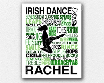 Irish Dance Typography Poster, Irish Dance Art, Custom Gift for Irish Dancer, Irish Dancer Poster, Gaelic Dancer Gift, Dance Teacher Gift