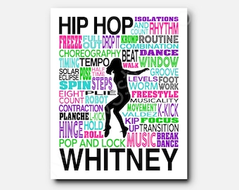 Custom Hip Hop Dance Word Art Poster: Dancer Gift