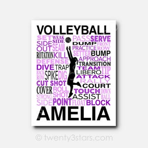 Custom Volleyball Team Poster: Personalized Word Art, Senior Gift