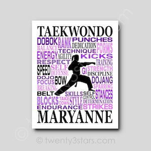 Custom Taekwondo Word Art Poster: Martial Arts Gift