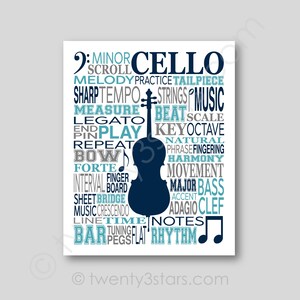 Cello Word Art Poster, Cellist Print, Cello Player Gift, Custom Cello Gift, Music Wall Decor, Cello Teacher Art, Custom Orchestra Wall Art