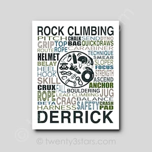 Rock Climbing Typography Art Print: Custom Colors Available