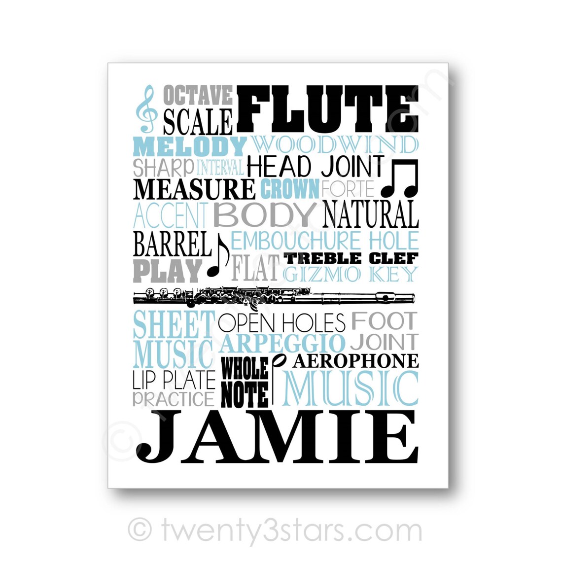Flute Word Art Flutist Gift Flute Player Art Flute Player Etsy