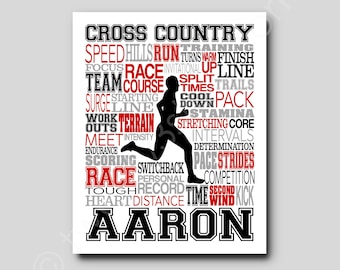 Boys Cross Country Poster: Personalized Runner Gift, Team Art
