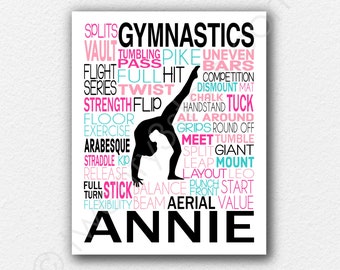 Custom Gymnastics Poster, Gymnastics Typography, Gymnast Gift, Gift for Gymnasts, Gymnastic Team Gift, Gymnastic Art, Gymnast Word Art