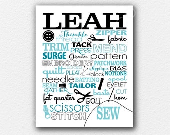 Sewing Typography Art Print: Custom Quilter Gift