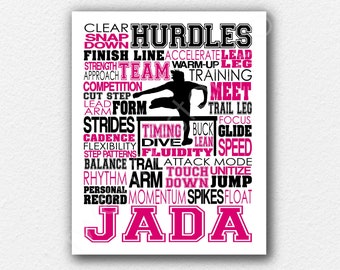 Custom Hurdles Typography Art: Track and Field Poster
