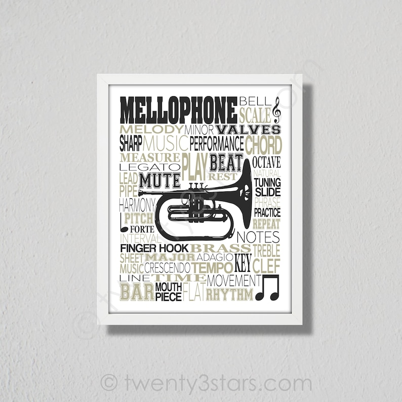 Mellophone Typography Poster Mellophone Player Gift Etsy