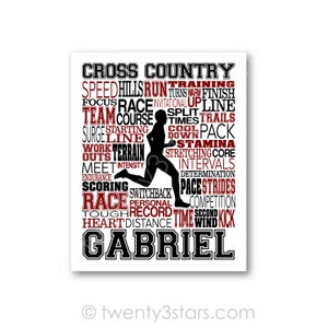 Cross Country Typography, Personalized Cross Country Poster, Gift For Runners, Running Gift Ideas, Cross Country Team Gift, XC Gifts image 8