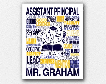Assistant Principal Poster, Educator Gift, Gift for School Principal, Teacher Gift, Assistant Principal Word Art, Custom Principal Art Print