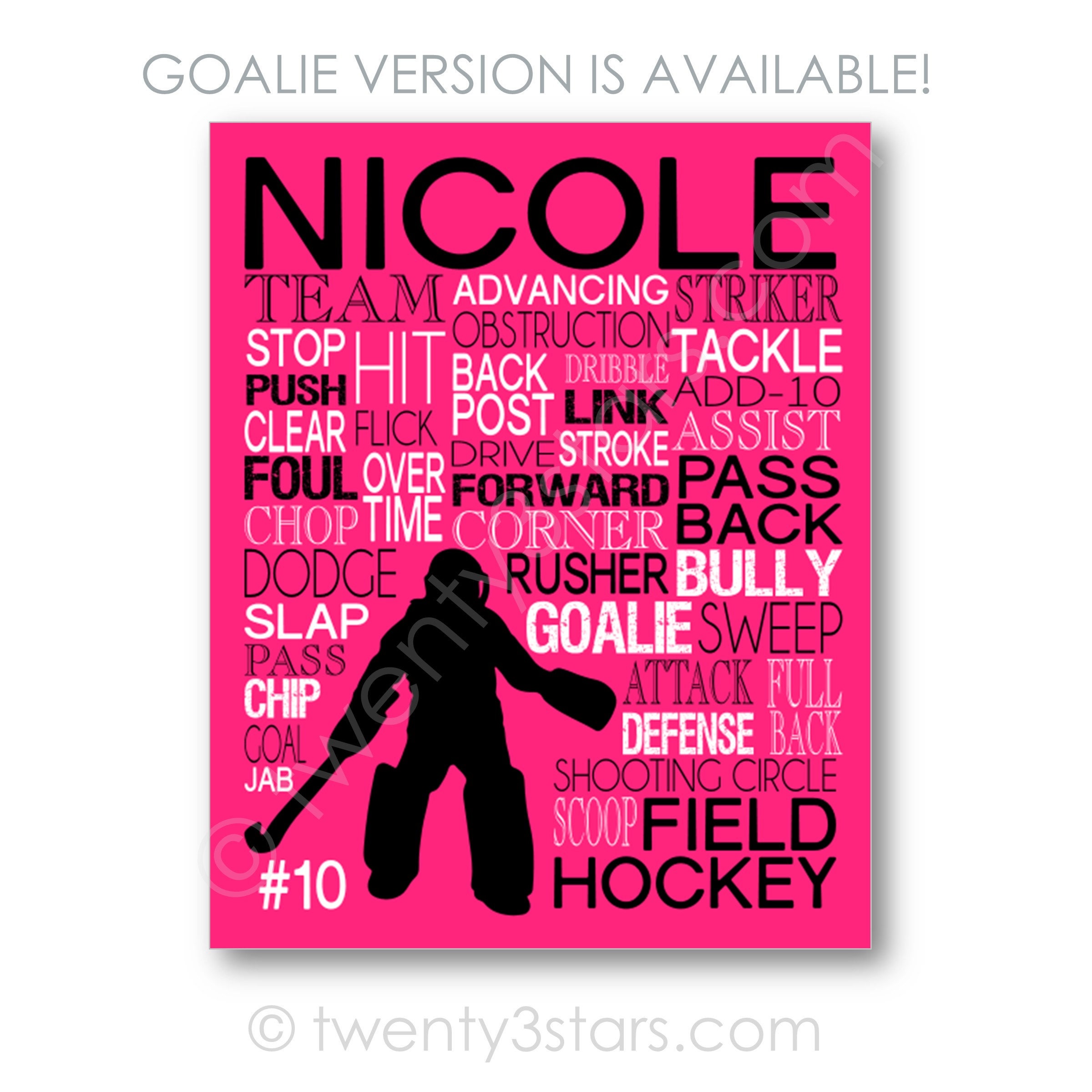 Field Hockey Posters Girl's Field Hockey Art Custom Etsy UK