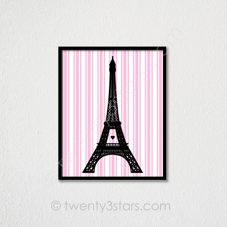 Eiffel Tower Poster French Wall Art Nursery Dorm Custom Print