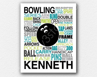 Bowling Word Art Poster, Bowling Lover Gift, Bowling Team Gift, Bowling Coach Gift, Bowler League Gift, Bowler Gift, Custom Bowling Gift