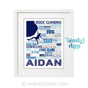 Rock Climbing Typography Poster, Mountain Climber Gift, Rock Climber Gift, Climber Poster, Gift for Rock Climber, Climbing Words Art Print image 7