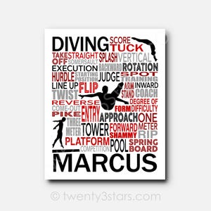 Custom Dive Team Poster: Personalized Diving Coach Gift