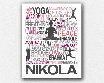 Personalized Yoga Art Print: Yogi Gift with Custom Name and Colors