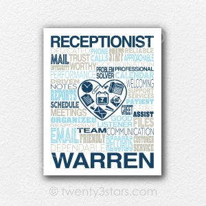 Custom Receptionist Art Print: Personalized Office Decor