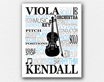 Viola Typography Poster, Custom Viola Player Gift, Viola Art, Viola Art Print, Viola Word Poster, Violist Gift, Orchestra Gifts, Viola Art