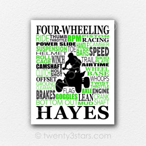 ATV Four-Wheeling Poster, ATV Poster, Personalized Gift for 4-wheeler, 4-Wheeler Gift, ATV Gift, All Terrain Vehicle Art Print