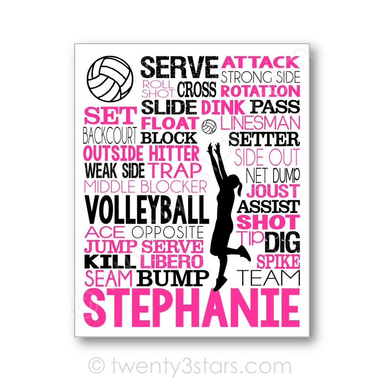 Custom Volleyball Poster Volleyball Word Art Volleyball Team Etsy