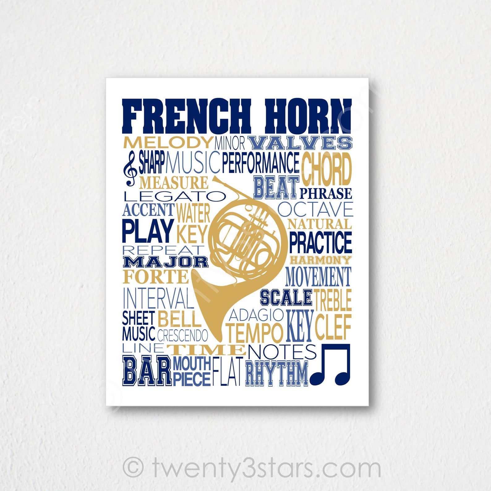 French Horn Typography Poster French Horn Player Art French Etsy