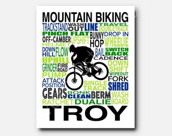 Custom Mountain Bike Art Print: Typography Bicycle Poster