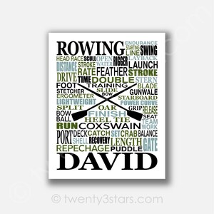 Décoration murale personnalisée de l'équipe d'équipage : typographie d'aviron personnalisée