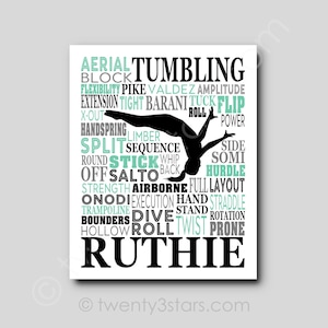 Custom Tumbling Poster, Gymnast Gift, Gift for Tumbler, Gymnastics Tumbling Team Gift, Gymnast Typography Print, Tumbling Typography Art
