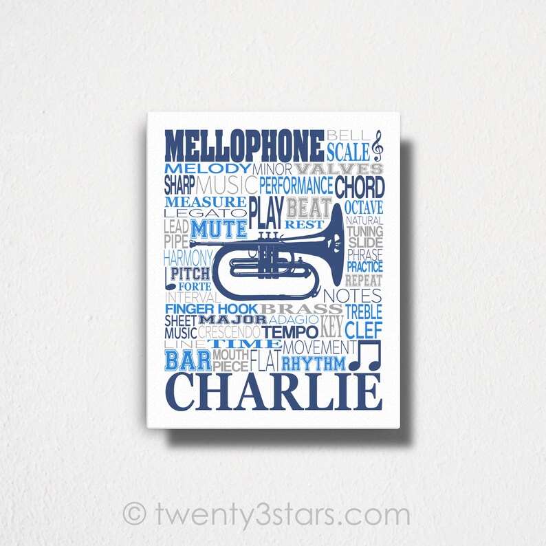 Mellophone Typography Poster Mellophone Player Gift Etsy