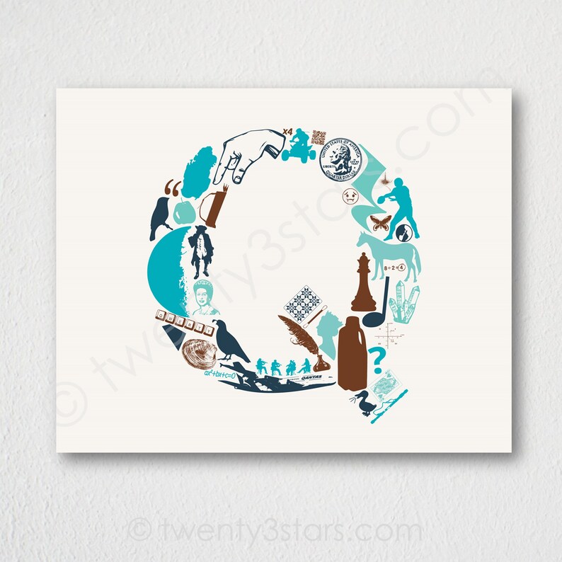 Letter Q Poster Letter Q is for Art Q Nursery Wall Art Etsy