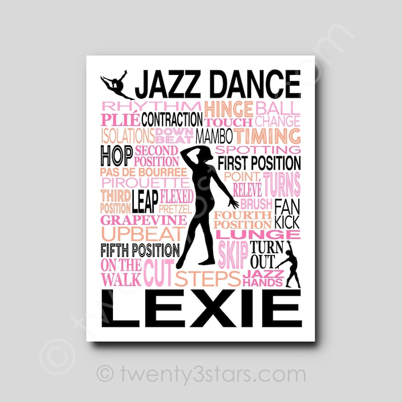 Personalized Jazz Dance Art Print: Custom Typography, Dancer Gift image 9