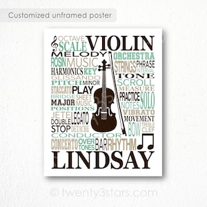 Custom Violin Word Art Poster – Personalized Music Wall Decor with Name – Orchestra Gift for Violinists