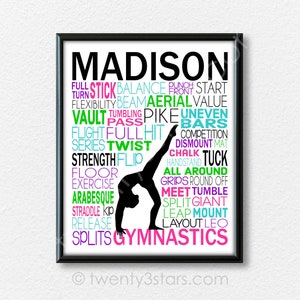 Personalized Gymnastics Poster, Gymnastics Typography, Gymnast Gift, Gift for Gymnasts, Gymnastic Team Gift, Gymnastic Art, Gymnast Print 画像 10