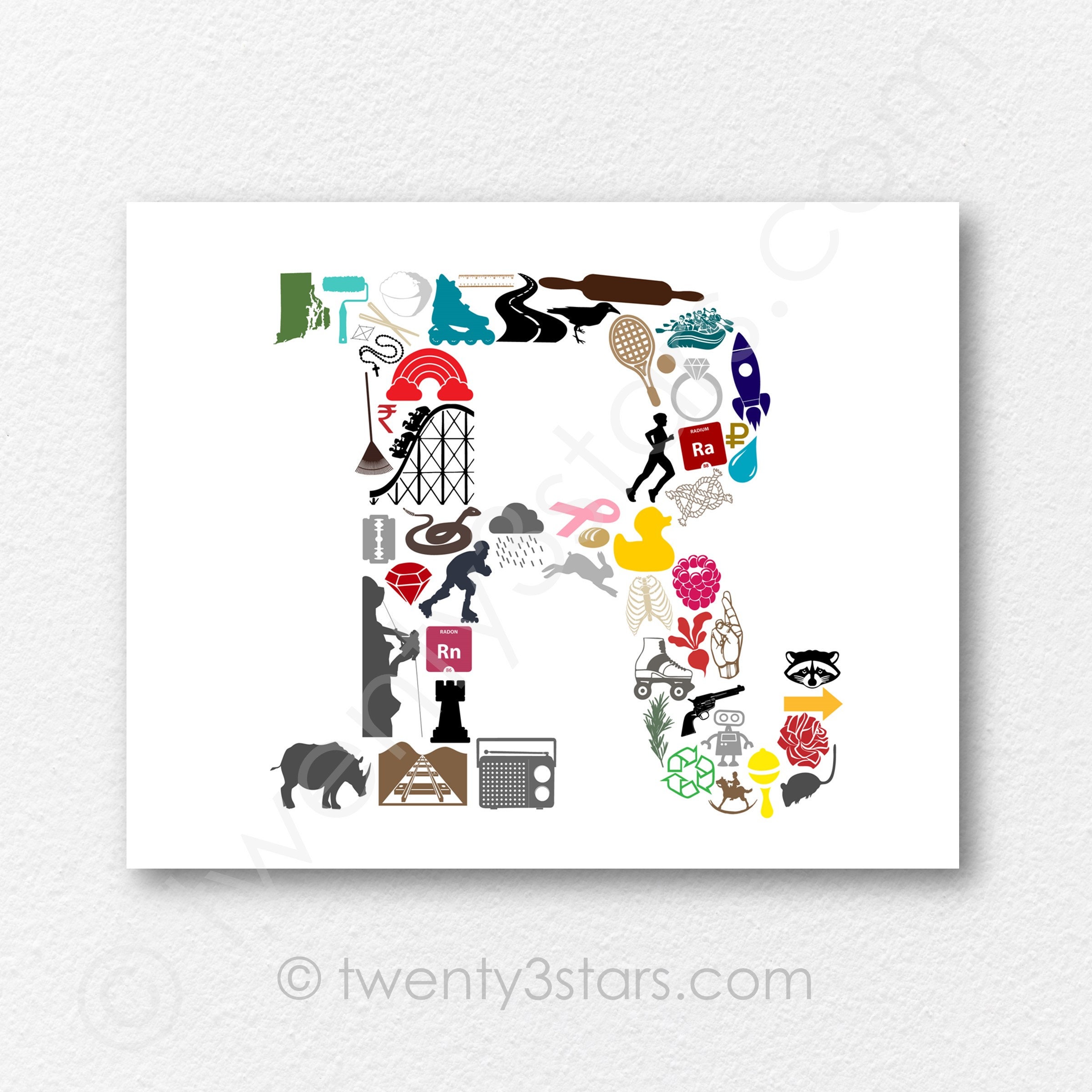 Letter R Nursery Art Print: Custom Initial Decor - Etsy