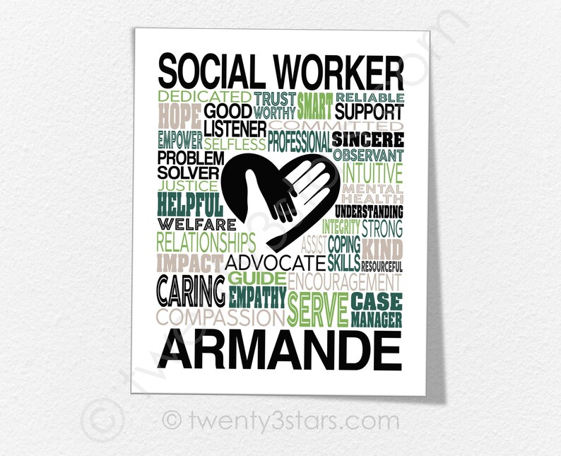 Social Work Keywords Custom Social Worker Word Art Poster: LCSW Gift, Choose Your Colors - Etsy