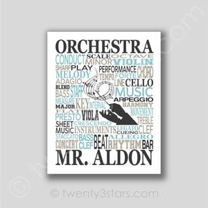 Orchestra Teacher Poster Gift, Music Name Word Cloud, Custom Violin Wall Art, Unframed Director Print, Orchestral Conductor Birthday Gift