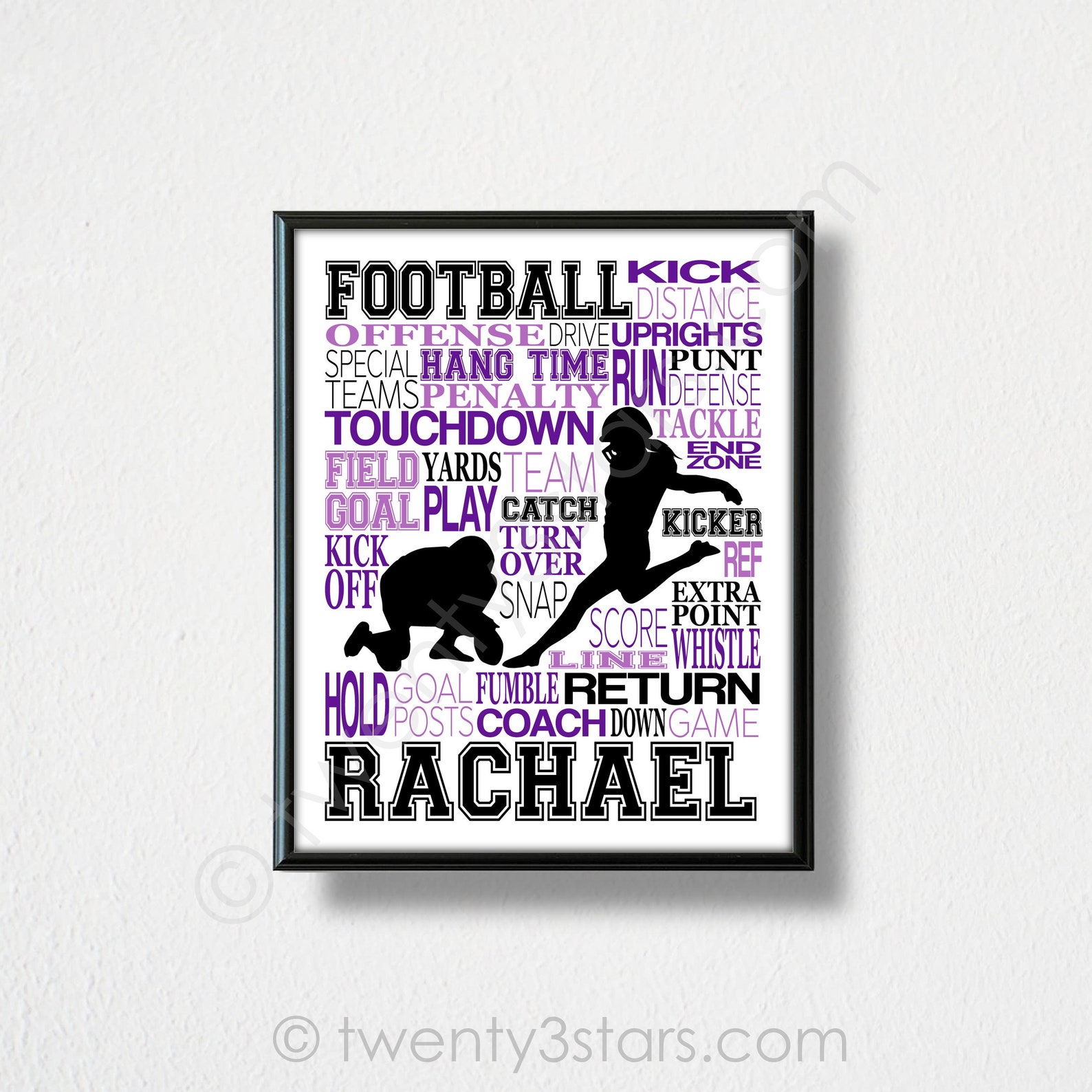 Football Kicker Art, Football Typography Poster, Football Team Gift