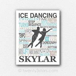 Custom Ice Dancing Art, Ice Dancer Art, Gift for Ice Dancer, Figure Skating Coach Gift, Ice Dance Gift, Ice Dancer Poster, Ice Dance Coach