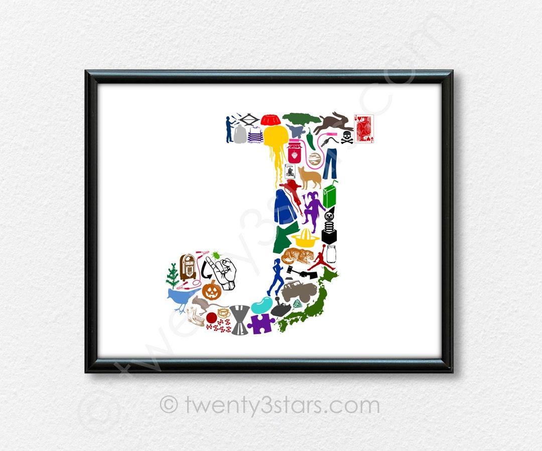 Letter J Poster, Letter J is for Art, J Nursery Wall Art Print, Baby