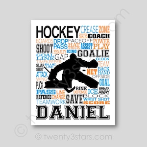 Hockey Goalie Poster, Custom Hockey Room Art, Hockey Goalie Typography, Hockey Goalie Gift, Hockey Goalie Team Gift, Hockey Poster Art