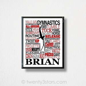 Boy's Gymnastics Poster: Customizable Gymnast Art Print image 11