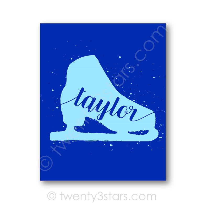 Figure Skate Name Poster Ice Skate Art Personalized Ice Etsy