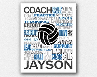 Custom Volleyball Coach Art, Volleyball Coach Word Art, Volleyball Team Gift, Volleyball Art, Personalized Volleyball Poster, Volleyball Art