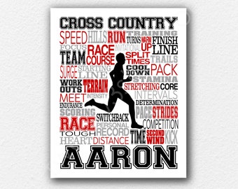 Boys Cross Country Poster, Gift For Runners, Running Gift Ideas, Runner Marathon Gift Art, Cross Country Typography, Cross Country Team Gift