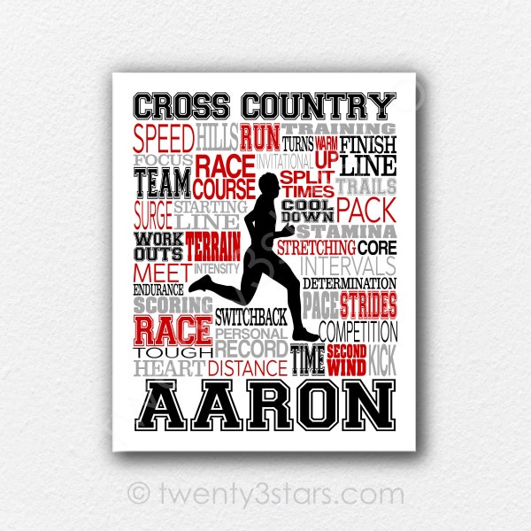 Boys Cross Country Poster, Gift For Runners, Running Gift Ideas, Runner Marathon Gift Art, Cross Country Typography, Cross Country Team Gift