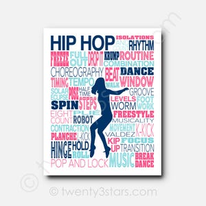 Hip Hop Dance Word Art Poster: Custom Dancer Gift