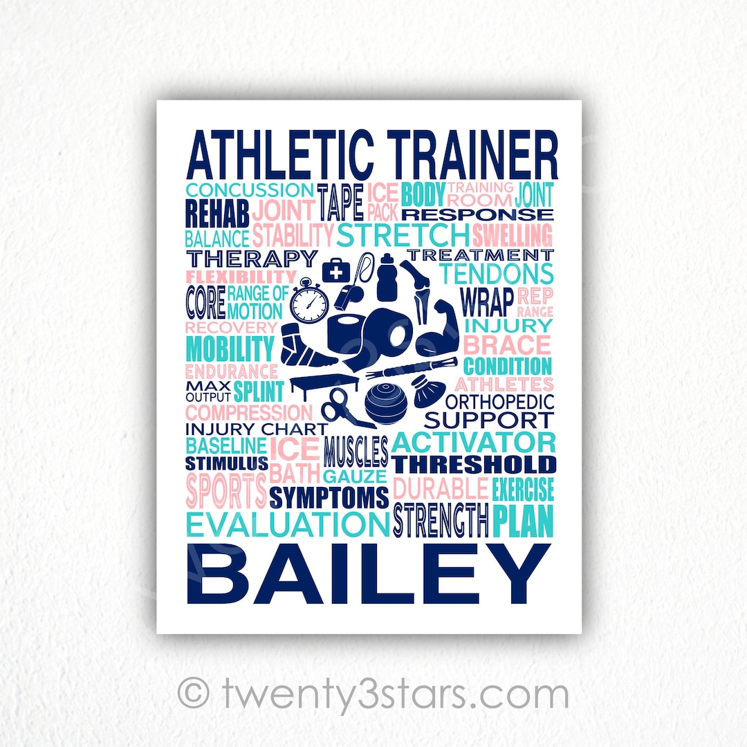 Personalized Athletic Trainer Typography Poster: Sports Medicine Gift - Etsy, image size:1080x1080